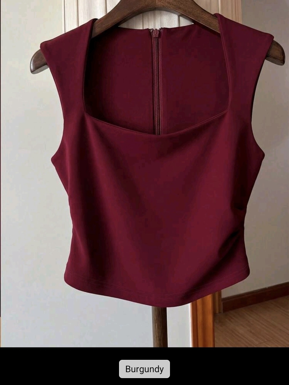 Sleeveless Square Neck Burgundy Top
